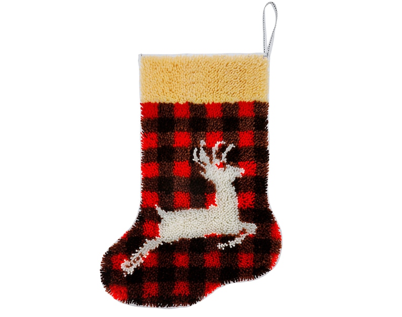 Christmas Deer Stocking DIY Latch Hook Kits for Beginners