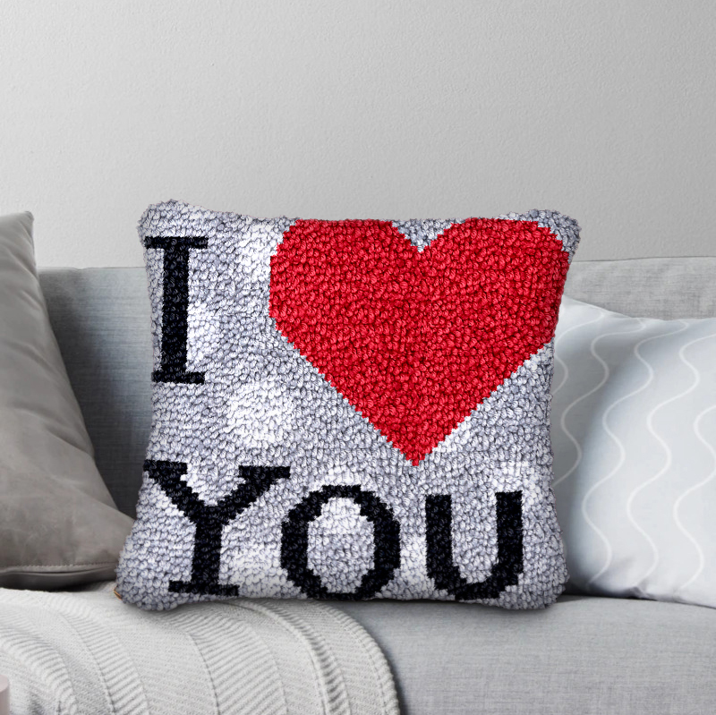 I Love You Latch Hook Pillow Kit for Adult, Beginner and Kid