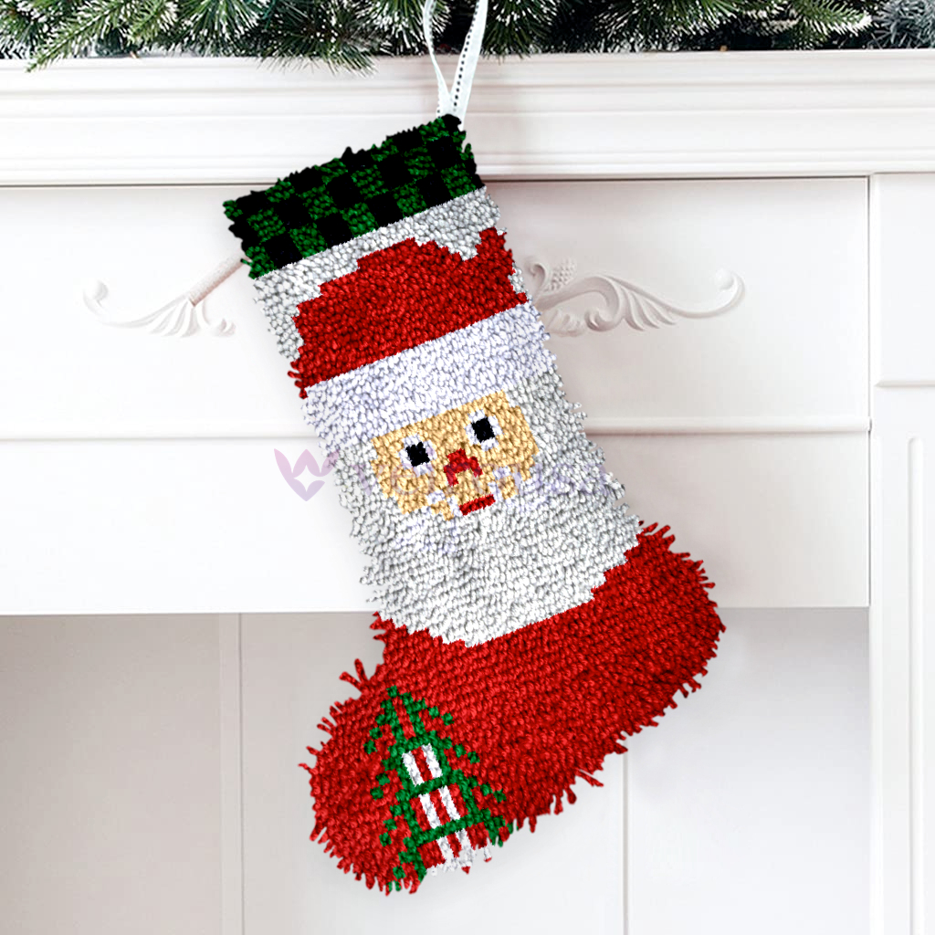 Santa Claus Christmas Stocking DIY Latch Hook Kits for Beginners