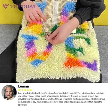 Colorful Love Latch Hook Pillow Kit for Adult, Beginner and Kid