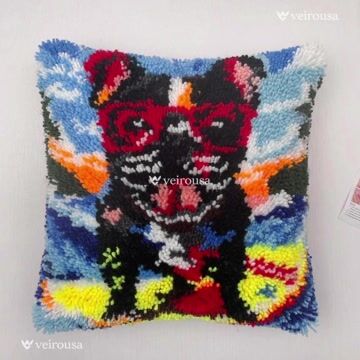 Surfing Bulldog - Latch Hook Pillow Kit