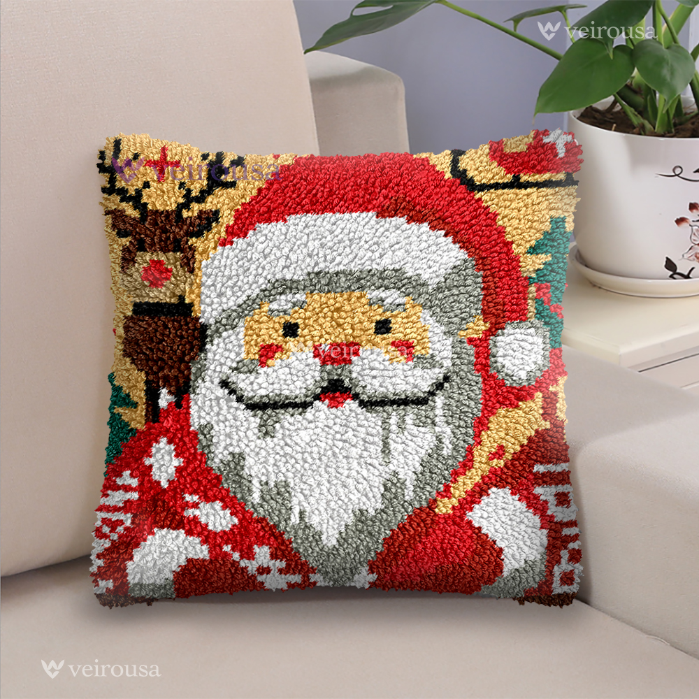 Hush! Santa with Bear - Pillowcase Latch Hook Kit