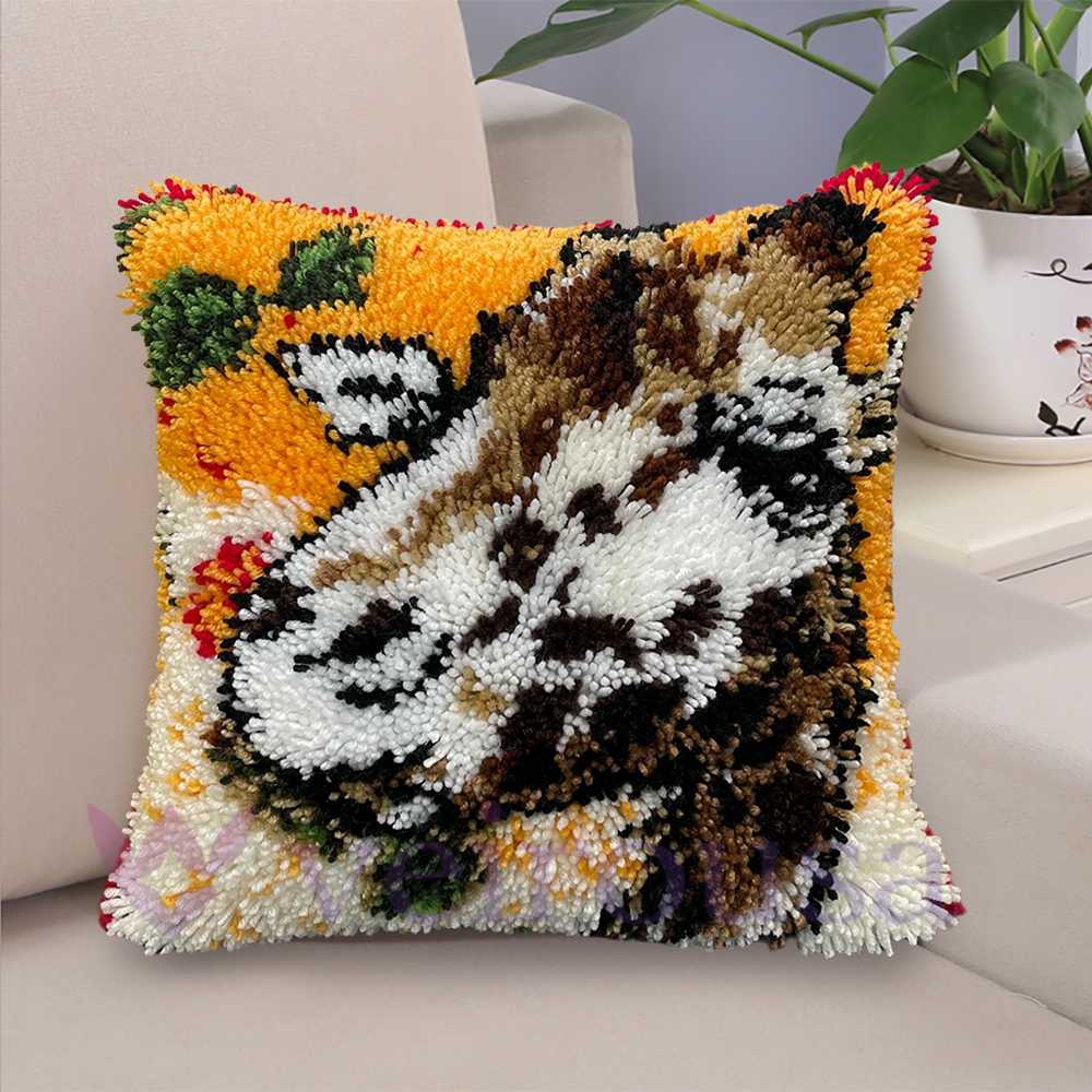 Giraffe Portrait Pillowcase Latch Hook Kits for Adult, Beginner and Kid