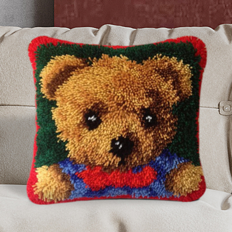 Baby Bear Pillowcase Latch Hook Kits for Adult, Beginner and Kid
