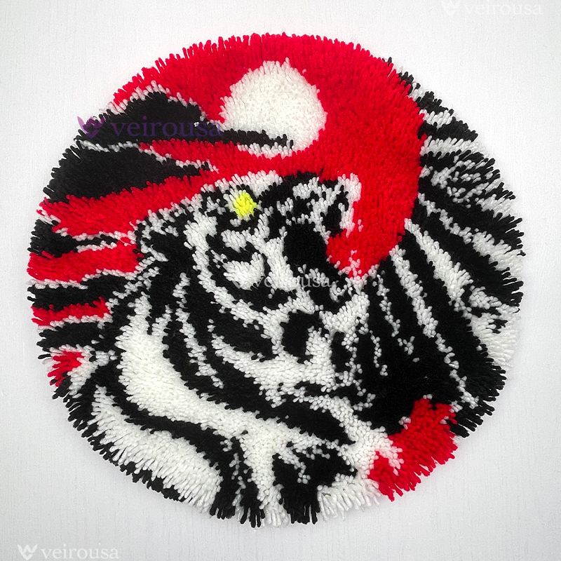 Yin Yang Roaring Tiger Latch Hook Rug Kit for Adult, Beginner and Kid