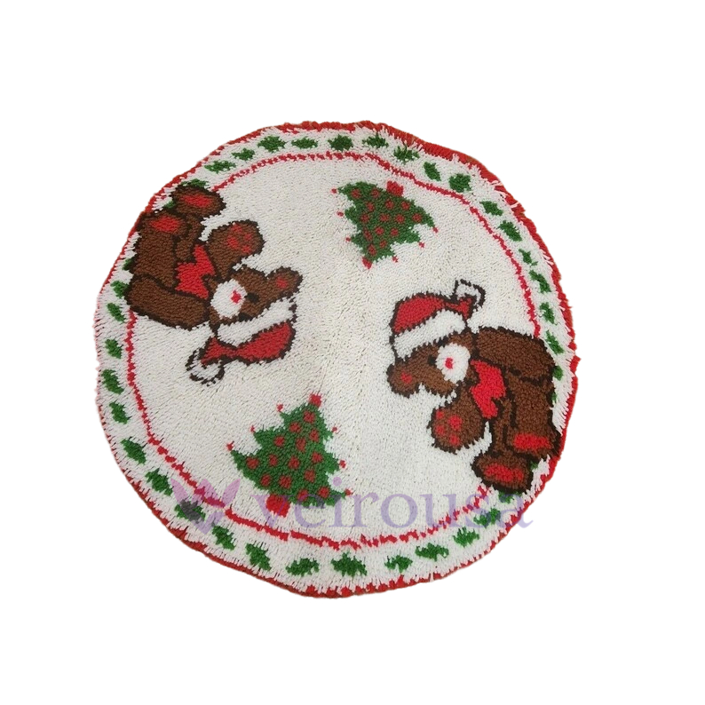 Christmas Bear Christmas Tree Skirts Latch Hook Kit for Beginner