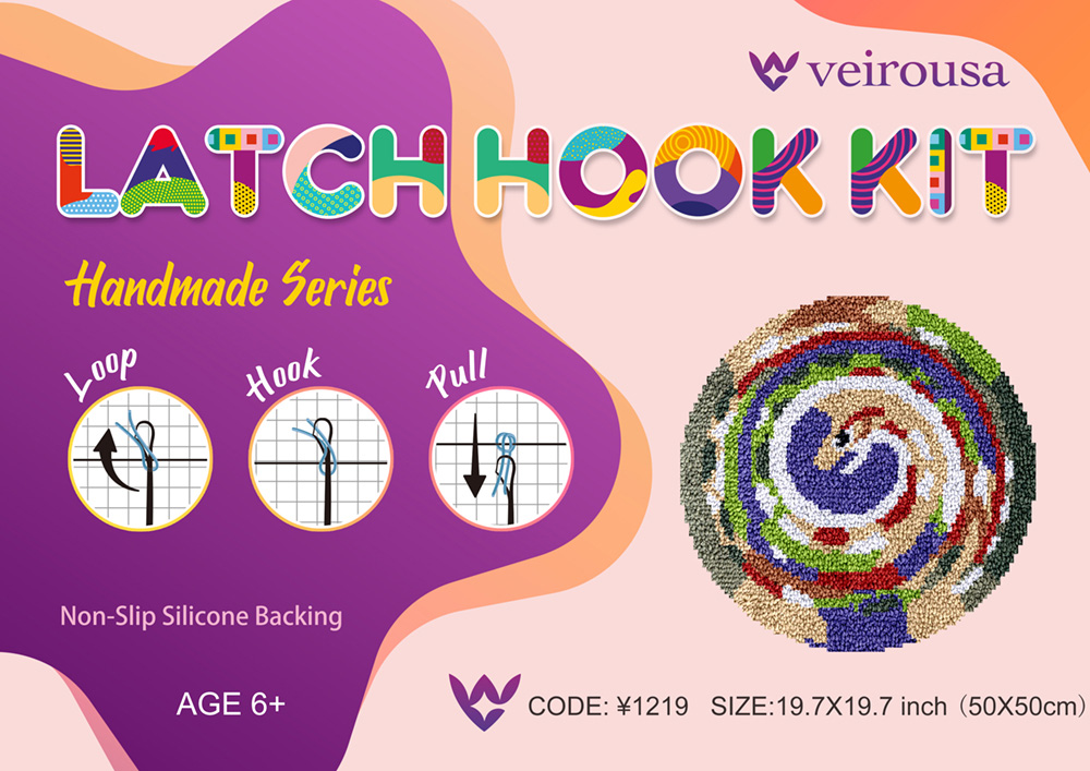 Serpentine Spiral Latch Hook Rug Kit for Adult, Beginner and Kid