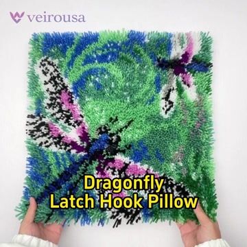 The Flying Dragonfly Latch Hook Pillow Kit for Adult, Adult, Beginner and Kid