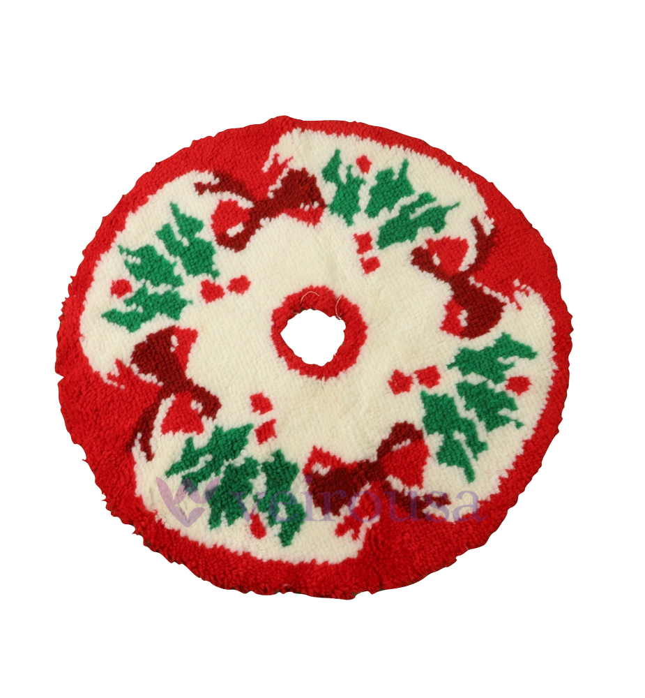 Bow Ties Christmas Tree Skirts Latch Hook Kit for Beginner