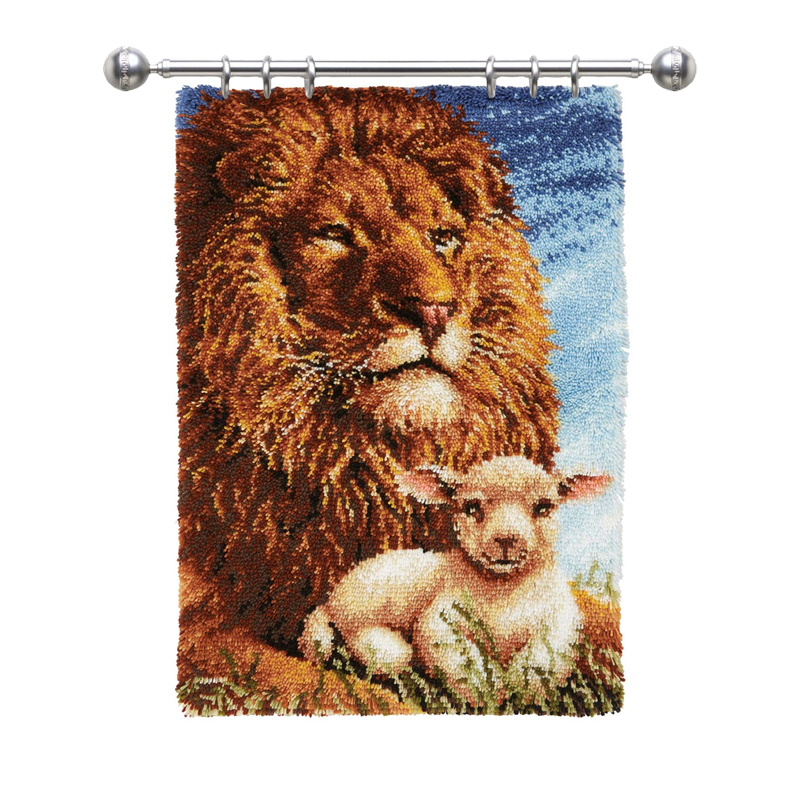 Large Size-Lion Sheep Rug Latch Hook Kits for Beginners
