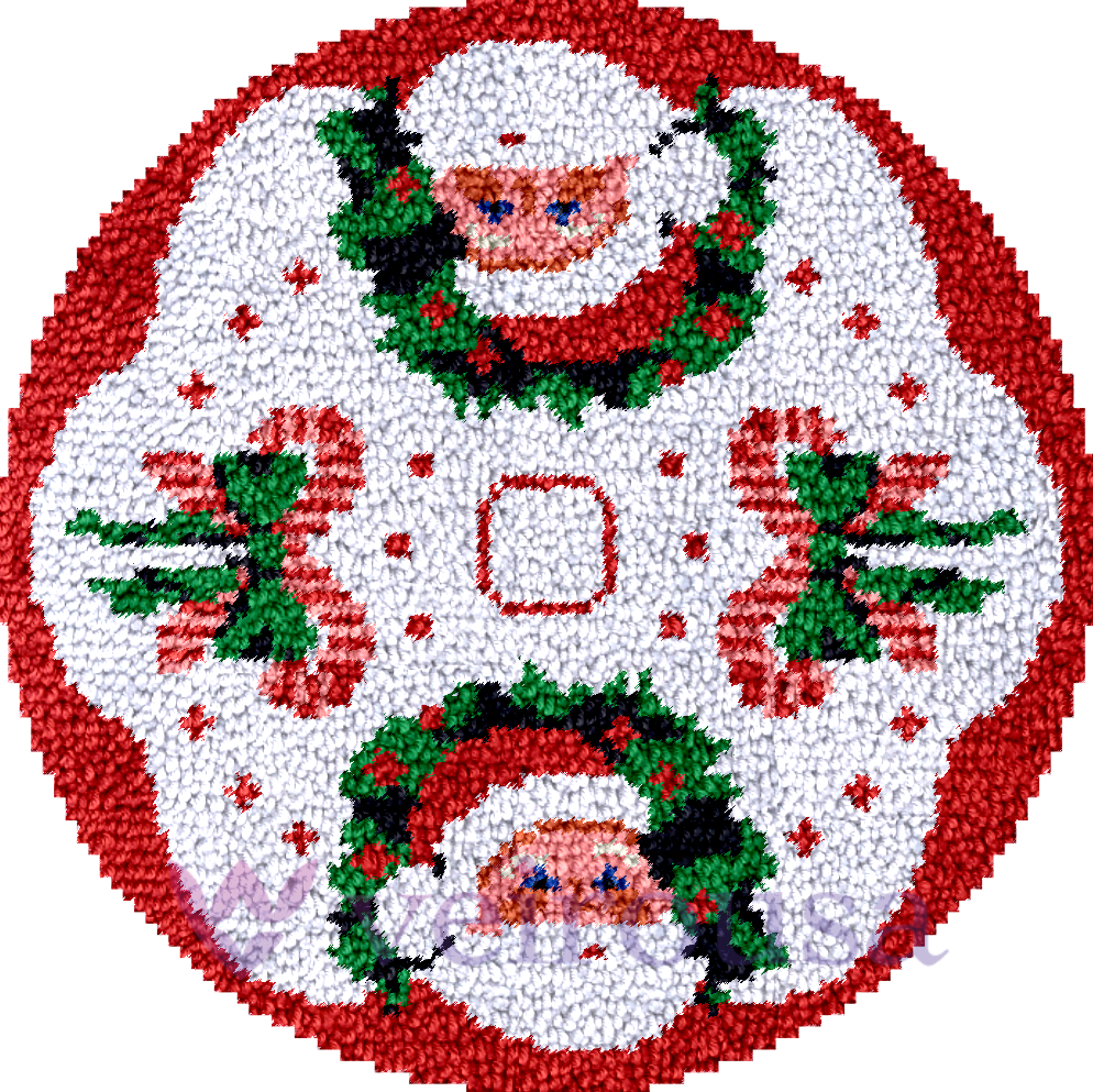 Santa Claus Christmas Tree Skirts Latch Hook Kit for Beginner