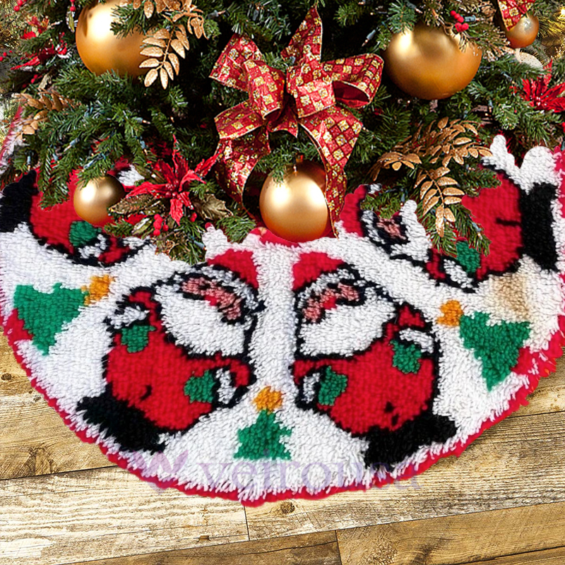 Six Santa Christmas Tree Skirts Latch Hook Kit for Beginner