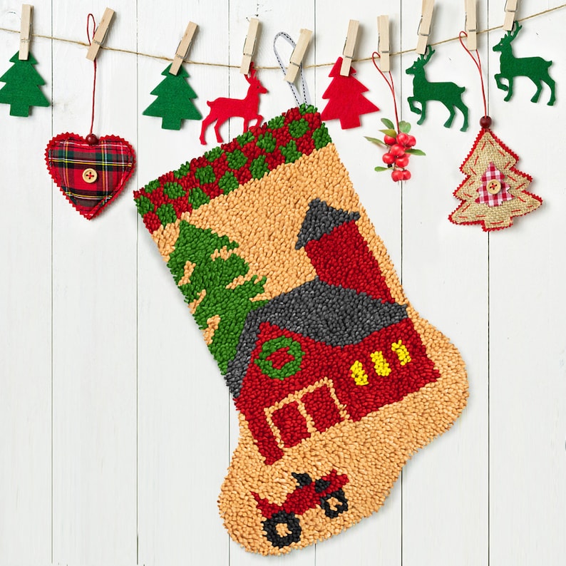 House Christmas Stocking DIY Latch Hook Kits for Beginners
