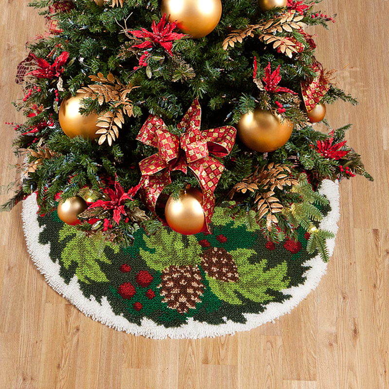 Holly & Pine Christmas Tree Skirts Latch Hook Kit for Beginner