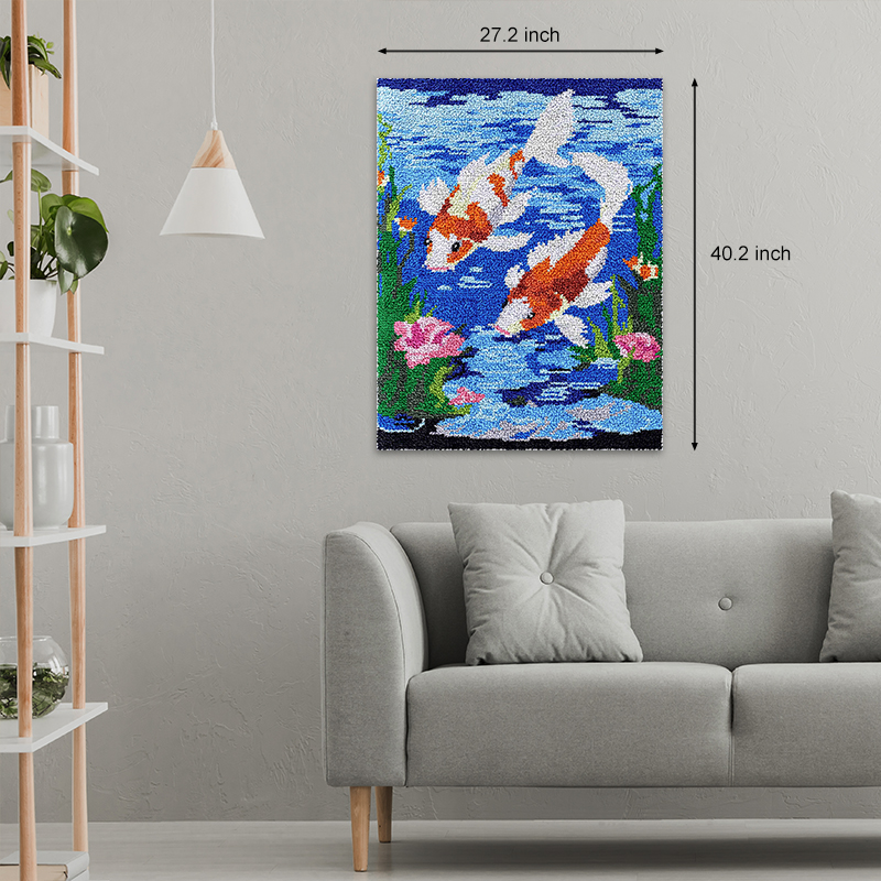 [Large Size] Two Koi Fish Swimming In The Water - Latch Hook Rug Kit