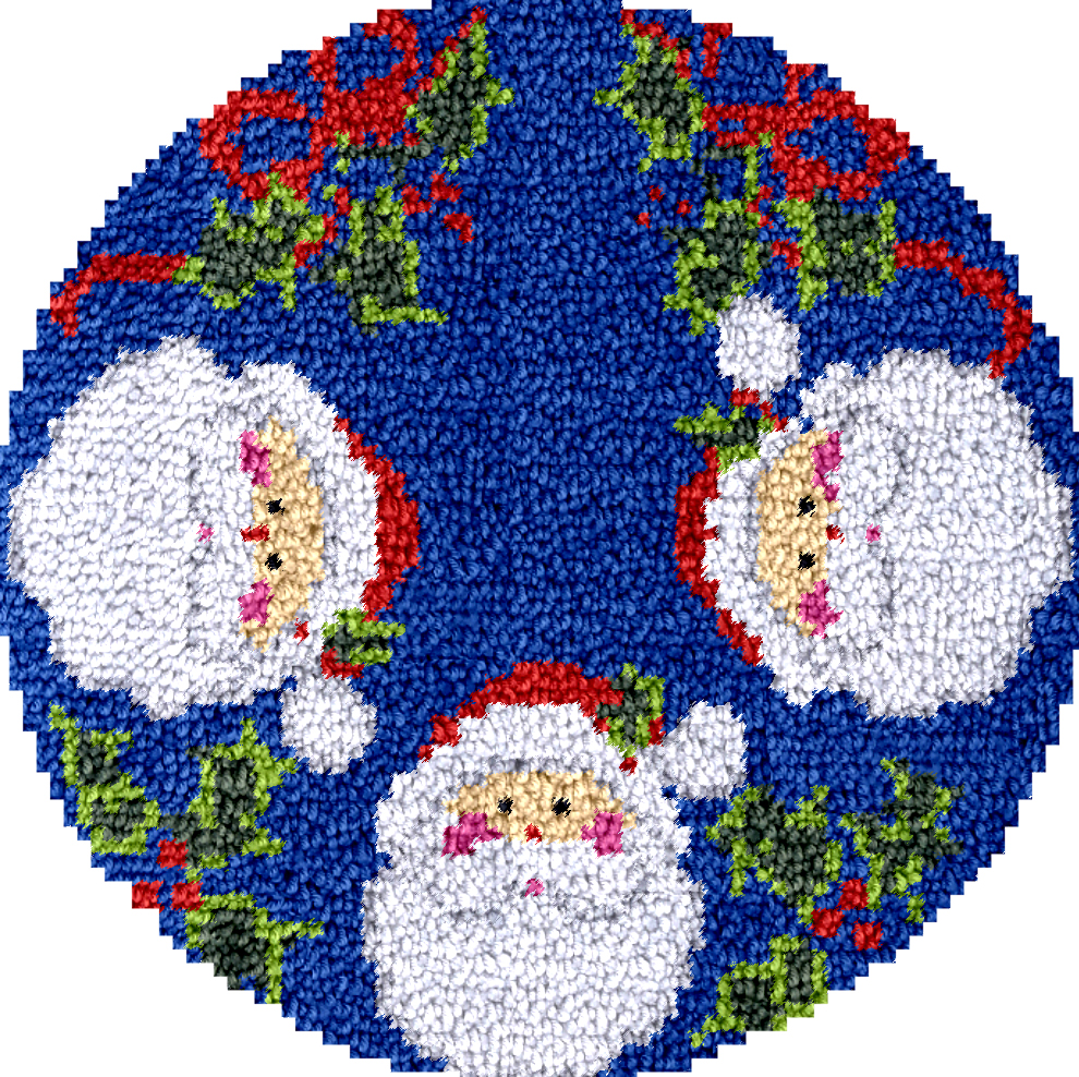 Happy Santa Christmas Tree Skirts Latch Hook Kit for Beginner