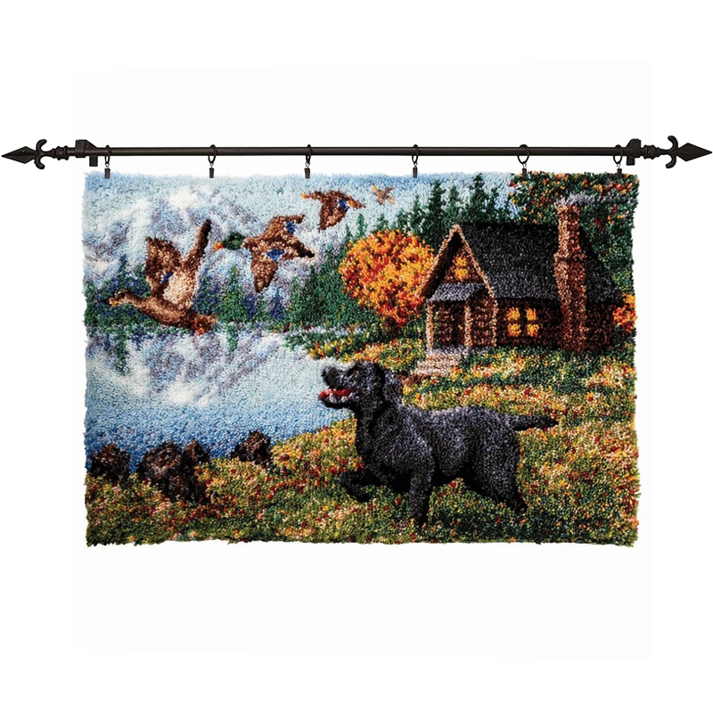 Black Hound Dog Rug Latch Hook Kits for Beginners