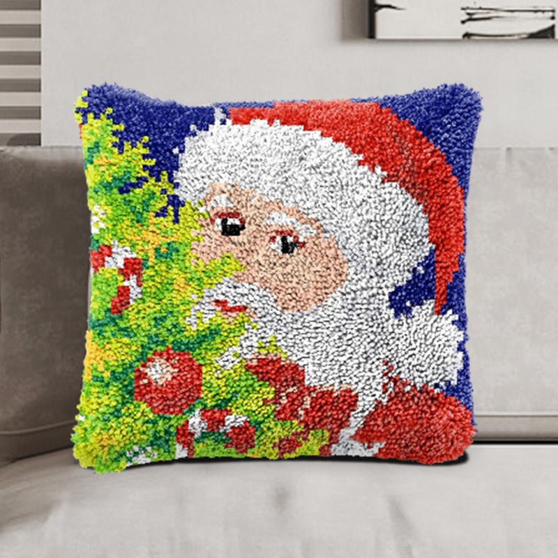 Christmas | Santa Claus Pillowcase Latch Hook Kits for Adult, Beginner and Kid