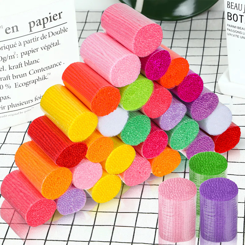 30 Pcs 15 Colors 4-Ply Latch Hook Pre-cut Yarn for DIY Craft Projects