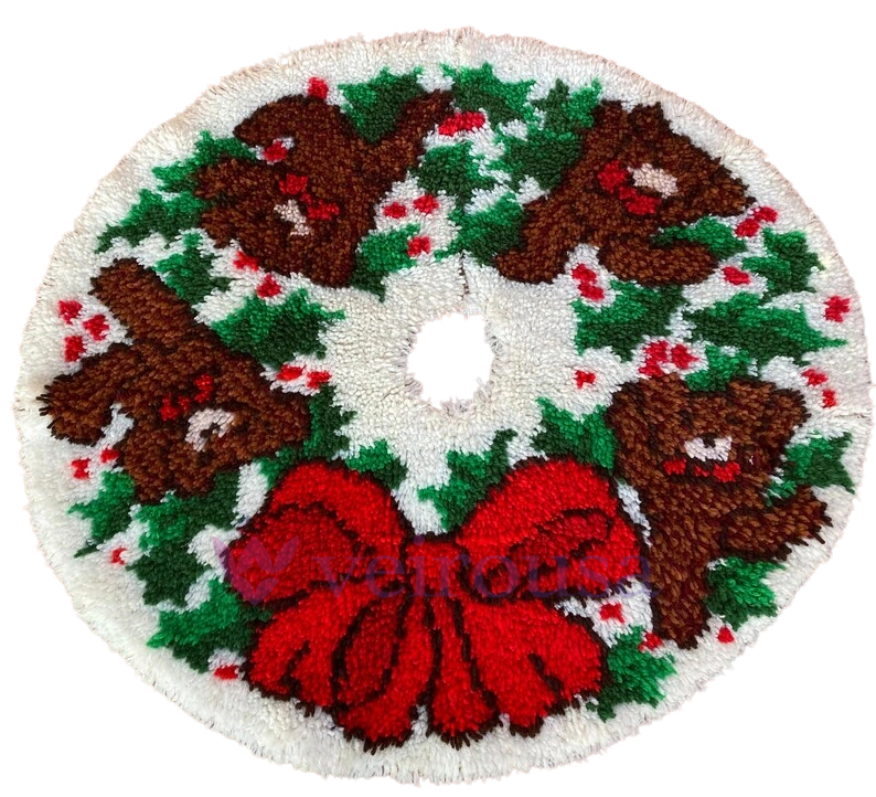 Bear Christmas Tree Skirts Latch Hook Kit for Beginner