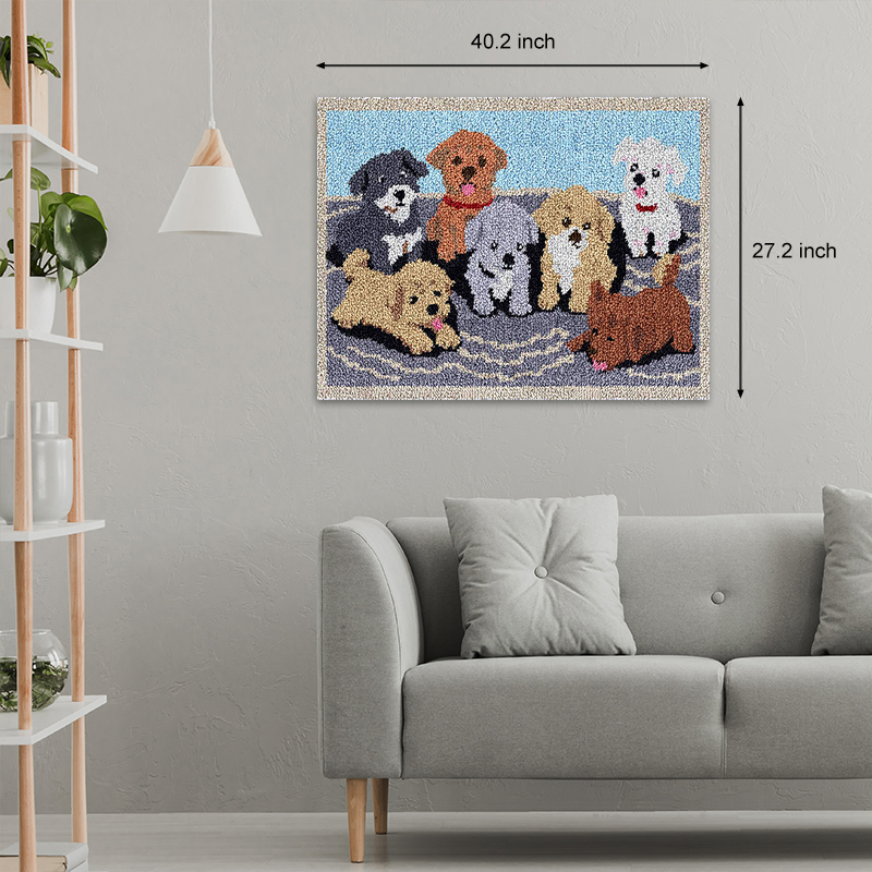[Large Size] Six Cute Puppies - Latch Hook Rug Kit