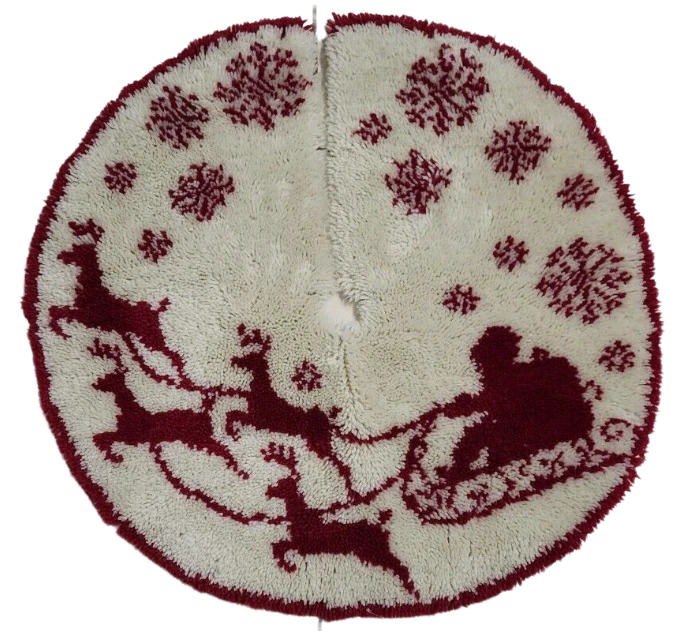 Santa's Sleigh Christmas Tree Skirts Latch Hook Kit for Beginner