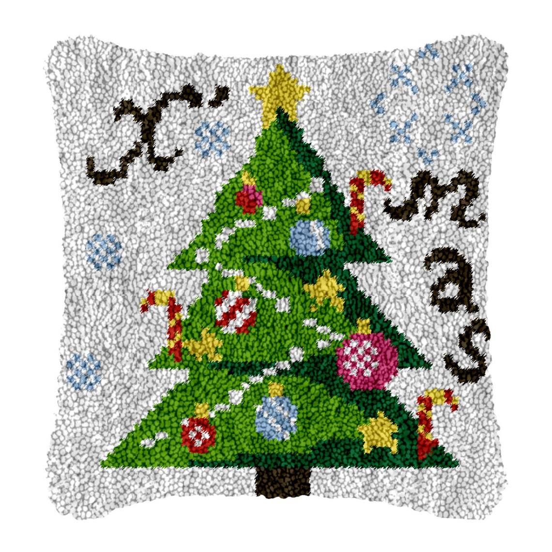 Christmas Tree Pillowcase Latch Hook Kits for Adult, Beginner and Kid