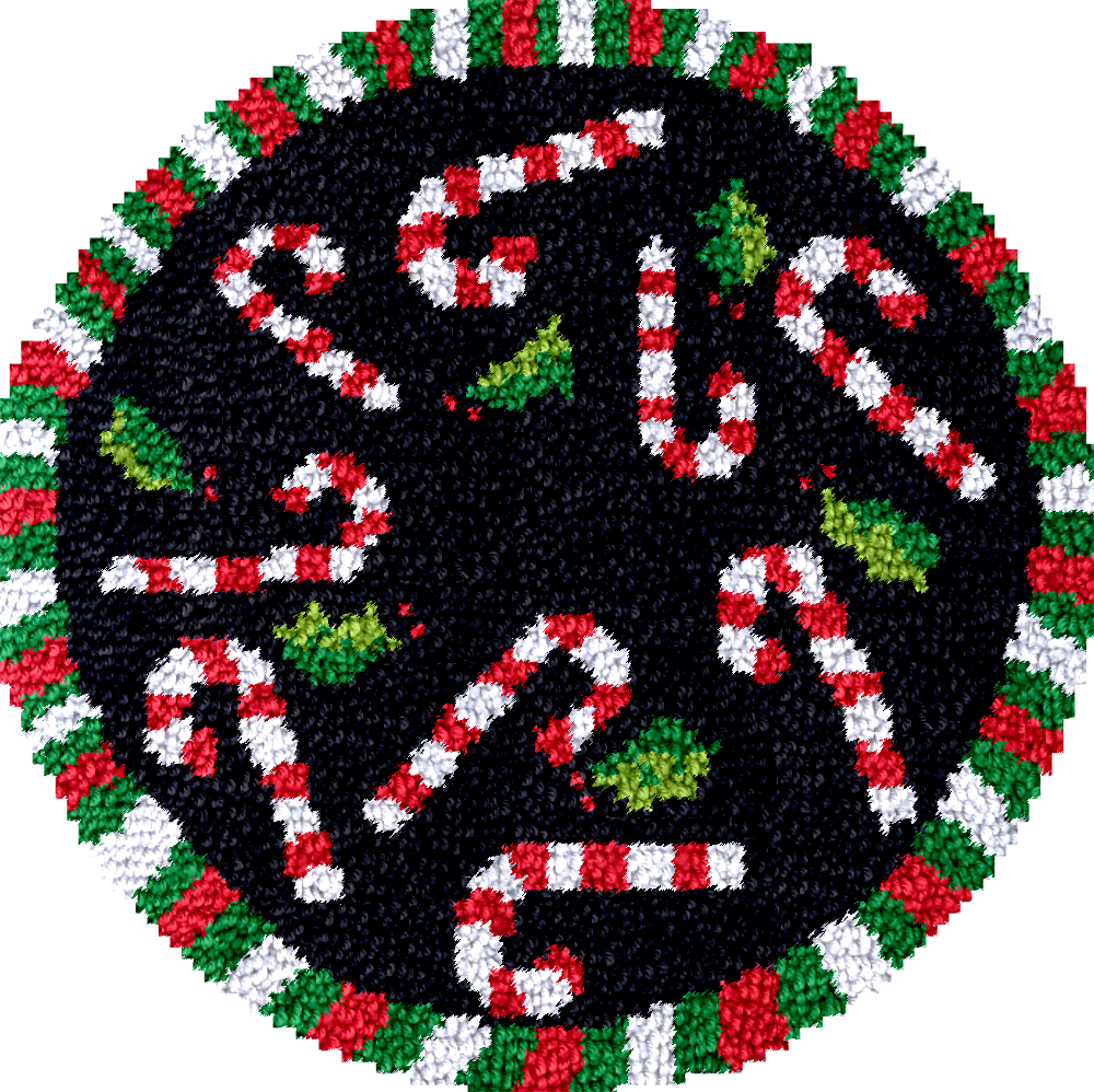 Candy Cane Christmas Tree Skirts Latch Hook Kit for Beginner