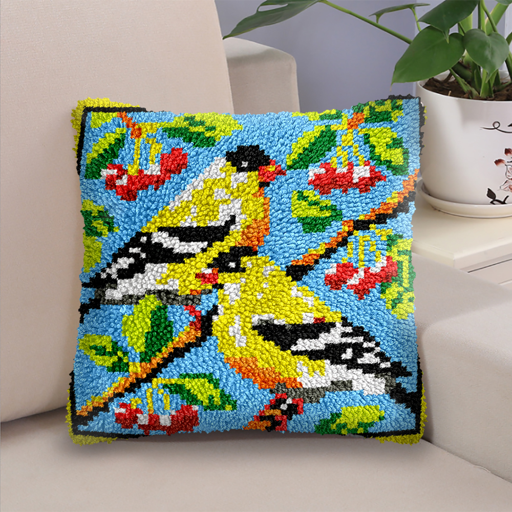 American Goldfinch Pillowcase Latch Hook Kit for Adult, Beginner and Kid