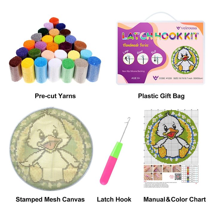 Cloud Rainbow Rug Latch Hook Kits for Beginners
