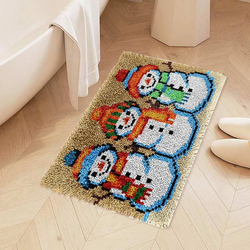 Three Snowmen Rug Latch Hook Kits for Beginners