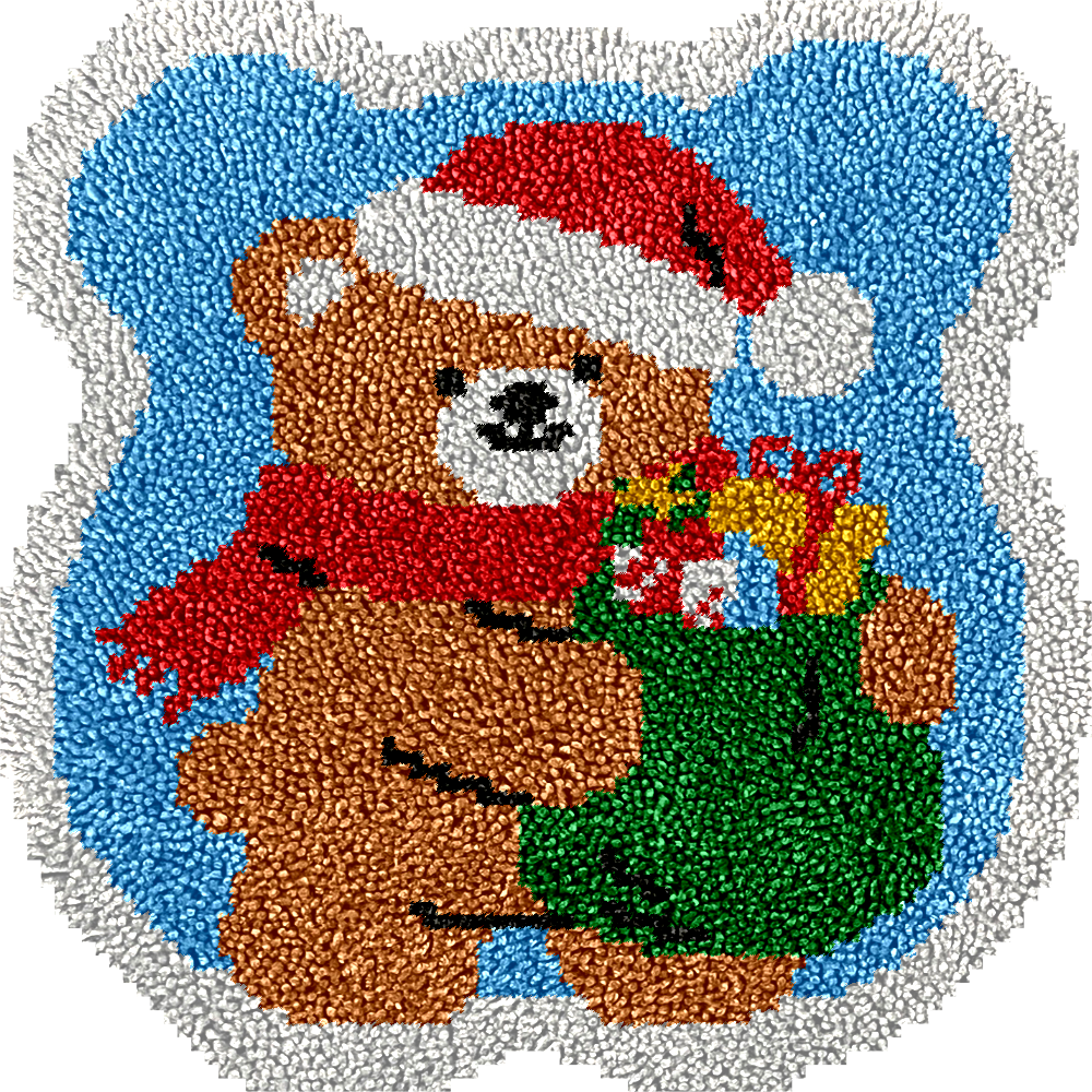Christmas Bear - Latch Hook Rug Kit