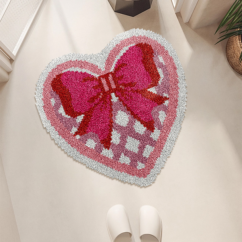 Heart-Shaped Bow - Latch Hook Rug Kit