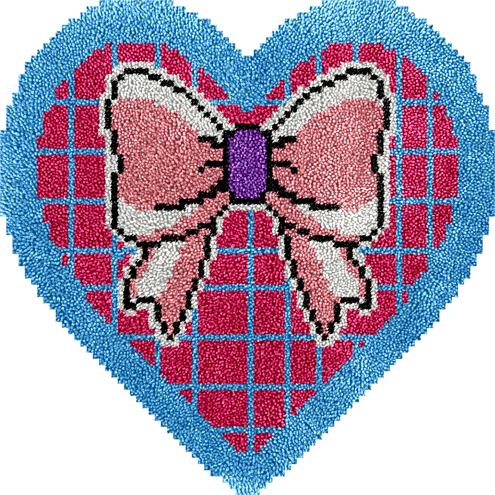 Heart-Shaped Bow - Latch Hook Rug Kit