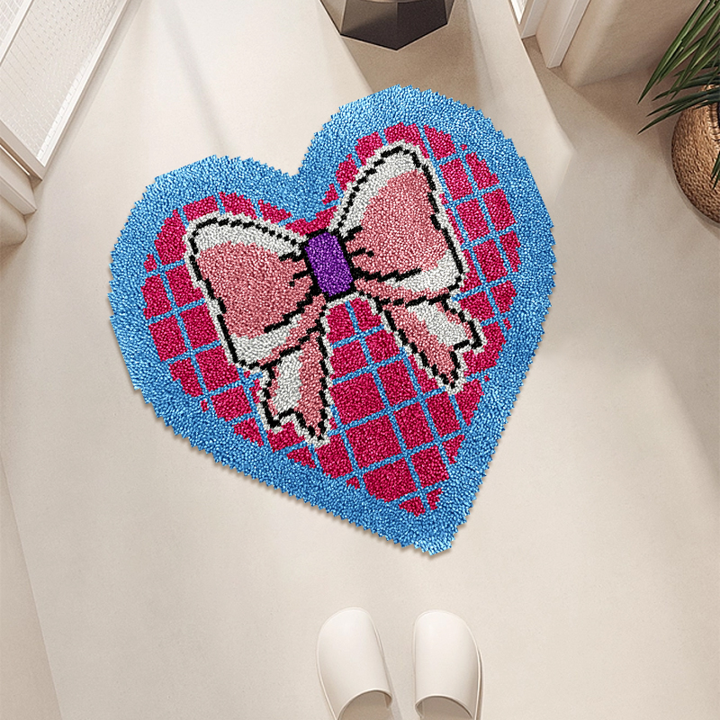 Heart-Shaped Bow - Latch Hook Rug Kit
