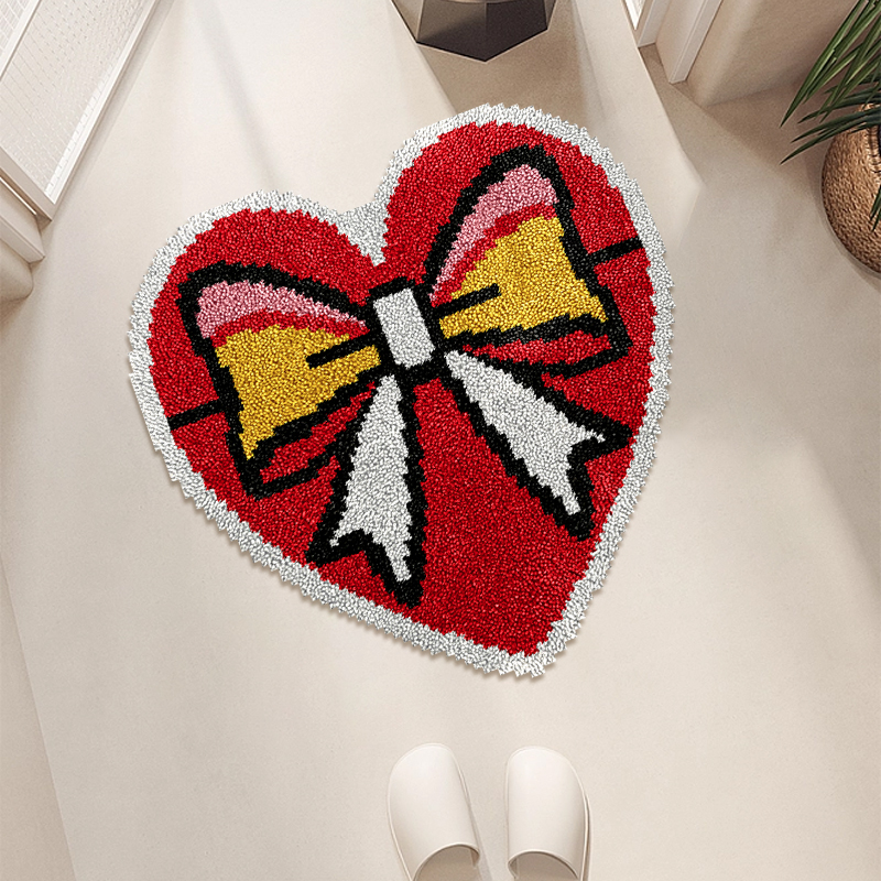 Heart-Shaped Bow - Latch Hook Rug Kit