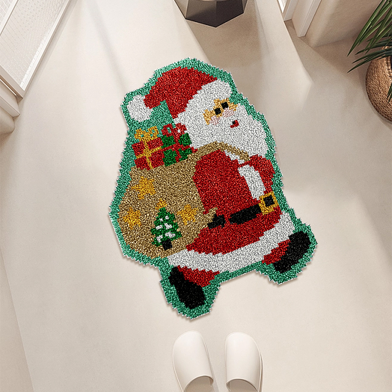 Jolly gift-laden Santa - Rug Latch Hook Kits for Beginners