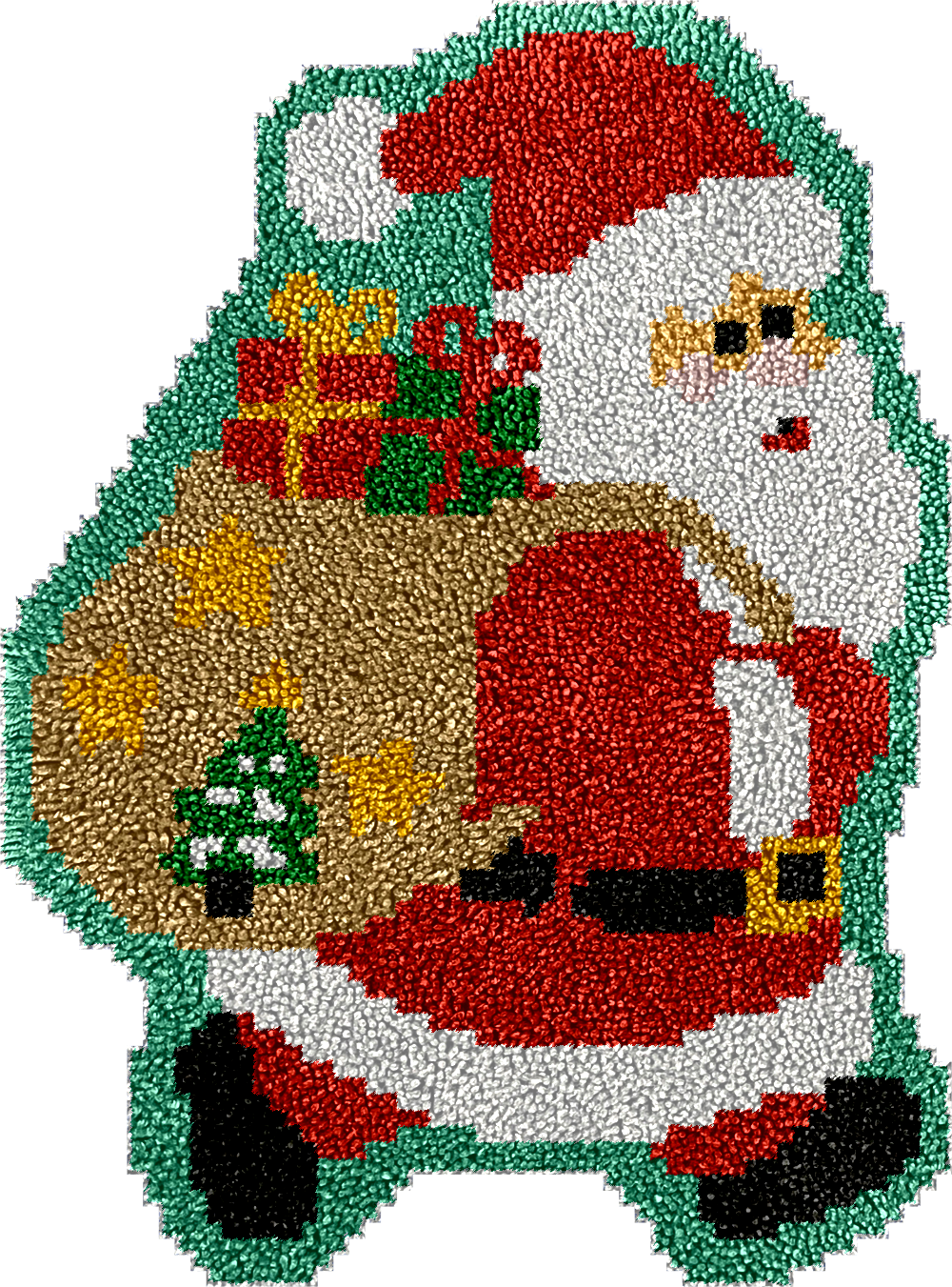 Jolly gift-laden Santa - Rug Latch Hook Kits for Beginners