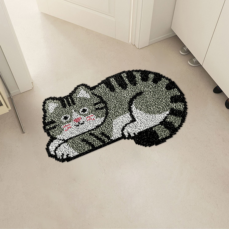 Shy Grey Cat - Rug Latch Hook Kits for Beginners