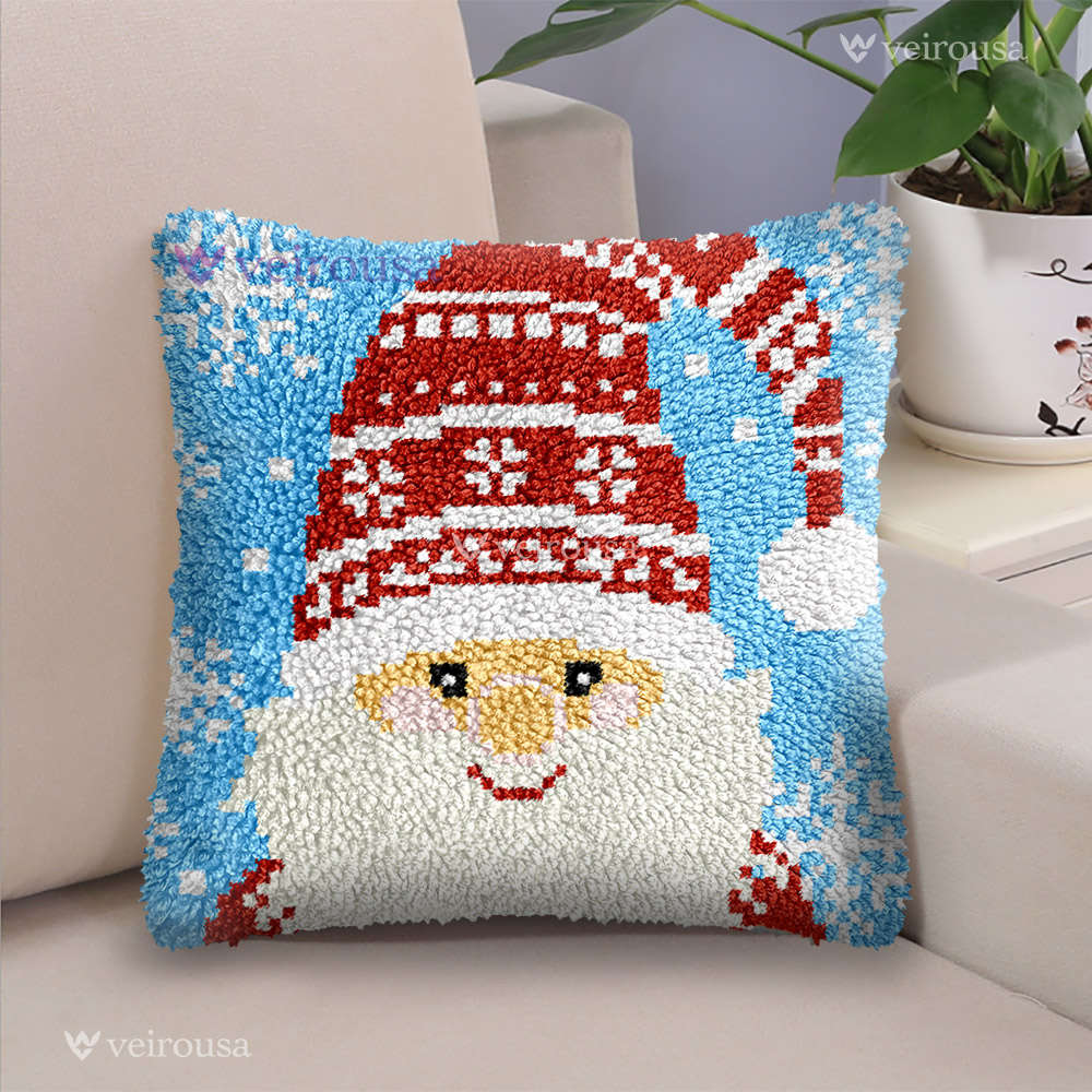 Joyful Santa Claus - Latch Hook Pillow Kit
