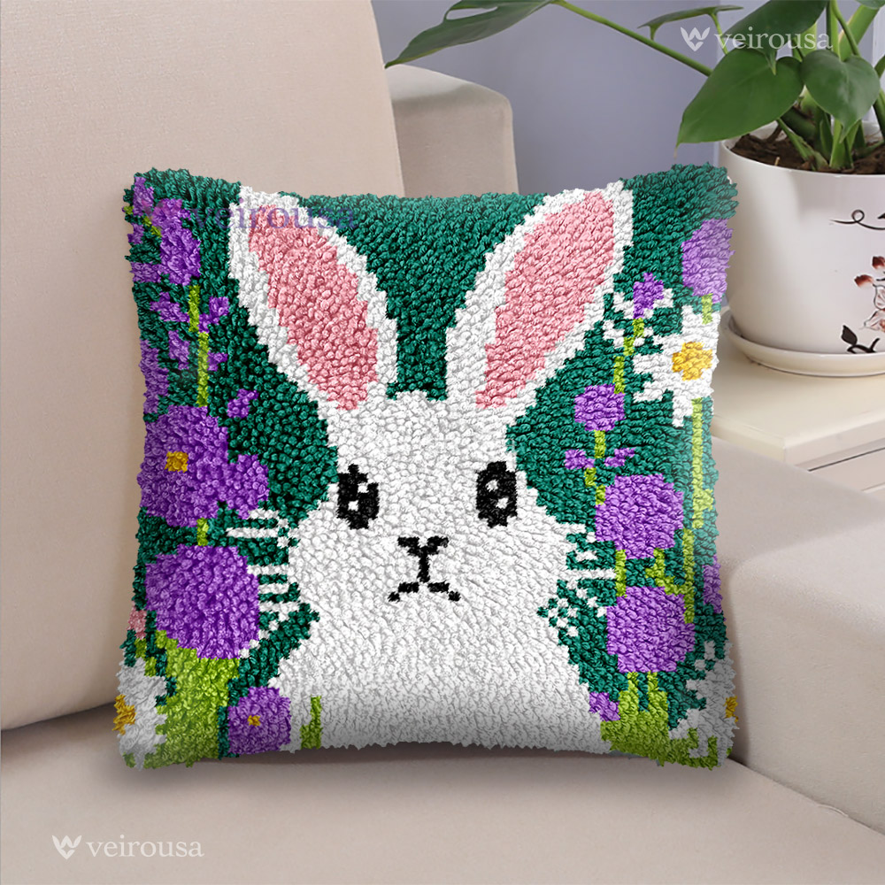 White Rabbit - Latch Hook Pillow Kit