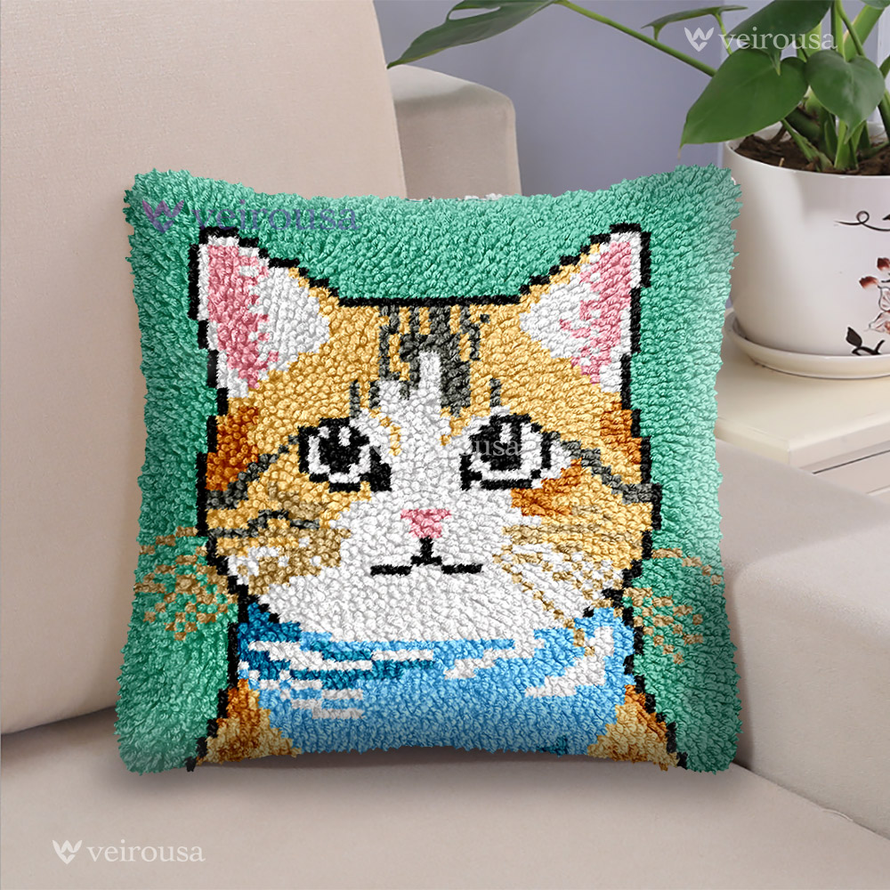 Handsome Cat - Latch Hook Pillow Kit
