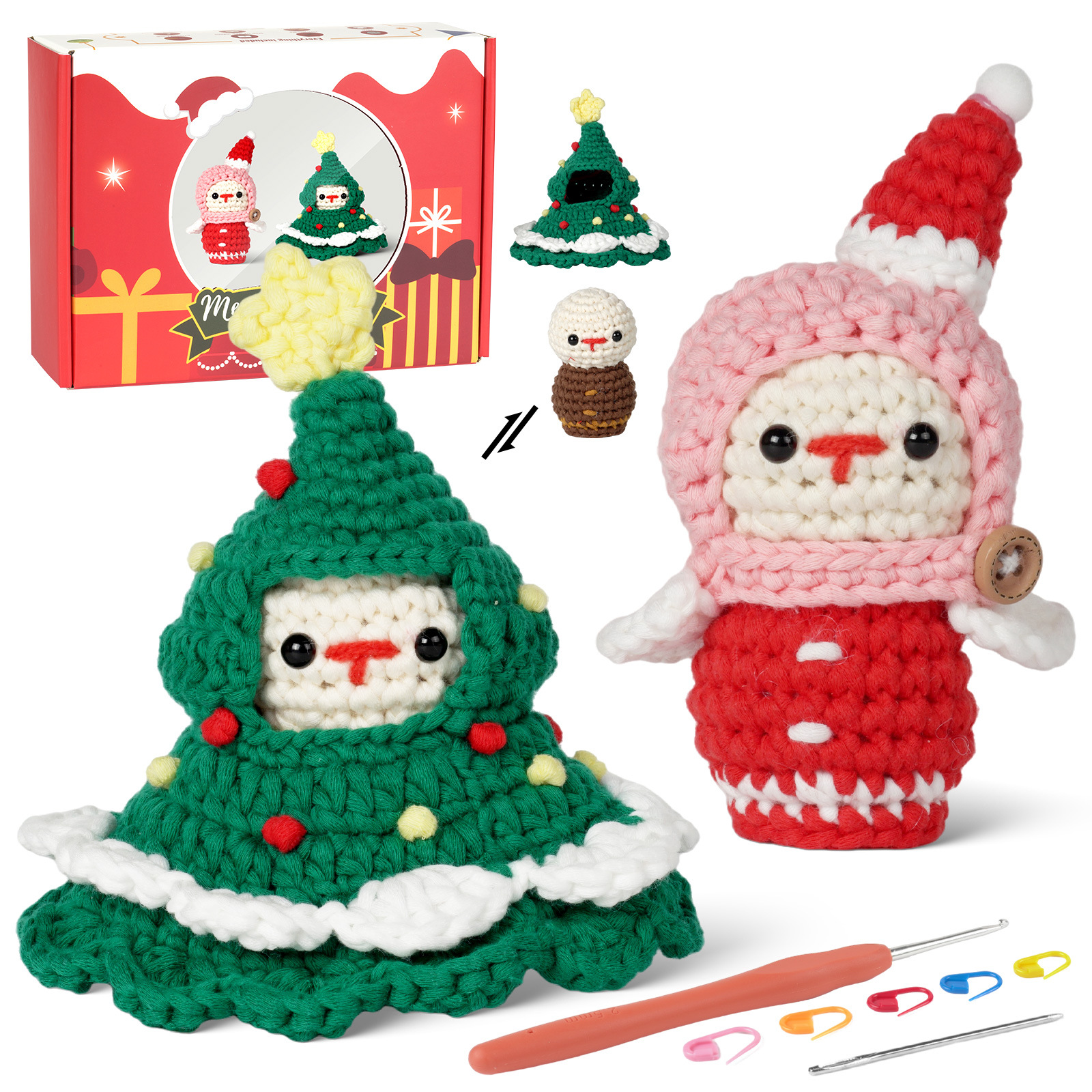 Christmas Dressup Dolls - Crochet Kit - LOLCrochet