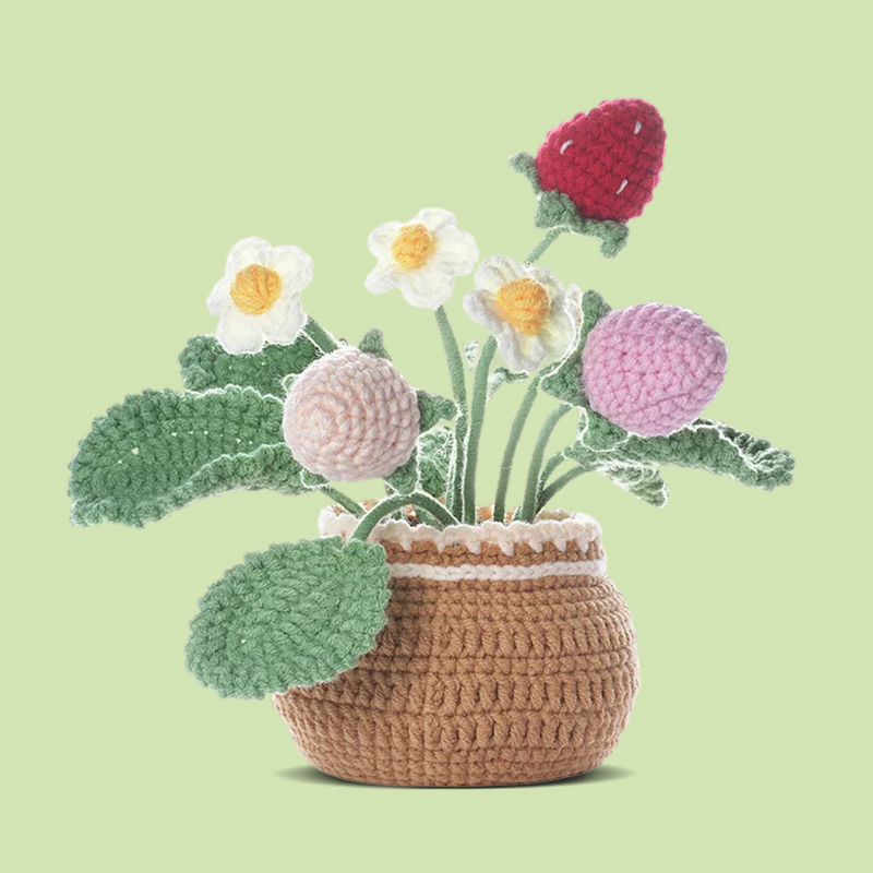 Strawberry Flower Pot - Crochet Kit - LOLCrochet