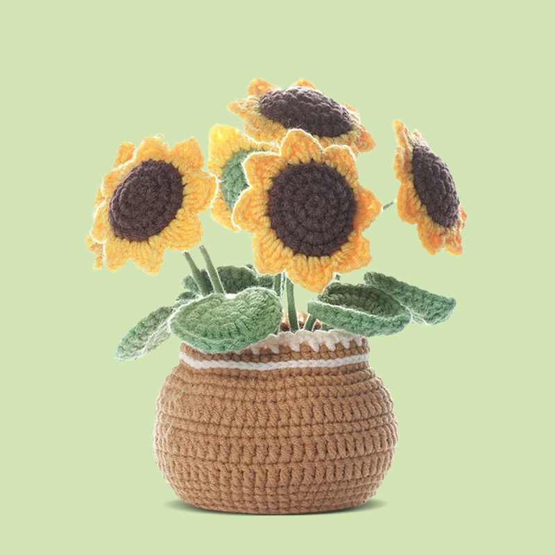 Sunflower Flower Pot - Crochet Kit - LOLCrochet