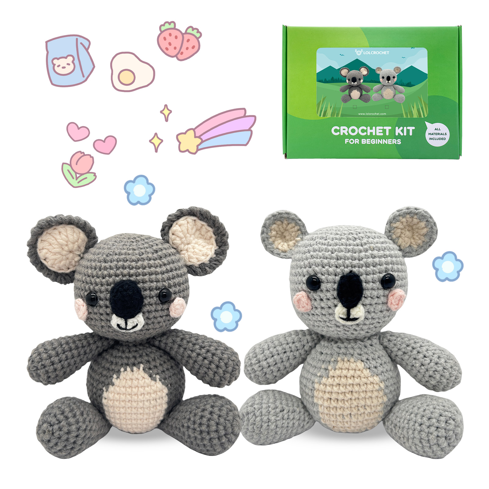 LOLCROCHET Kangaroos Crochet Kit For Beginners | All-in-One Starter Kit With Video Tutorials