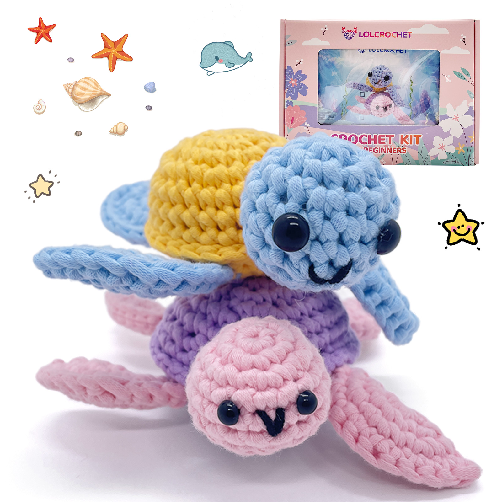 Colorful Sea Turtles - Crochet Kit - LOLCrochet