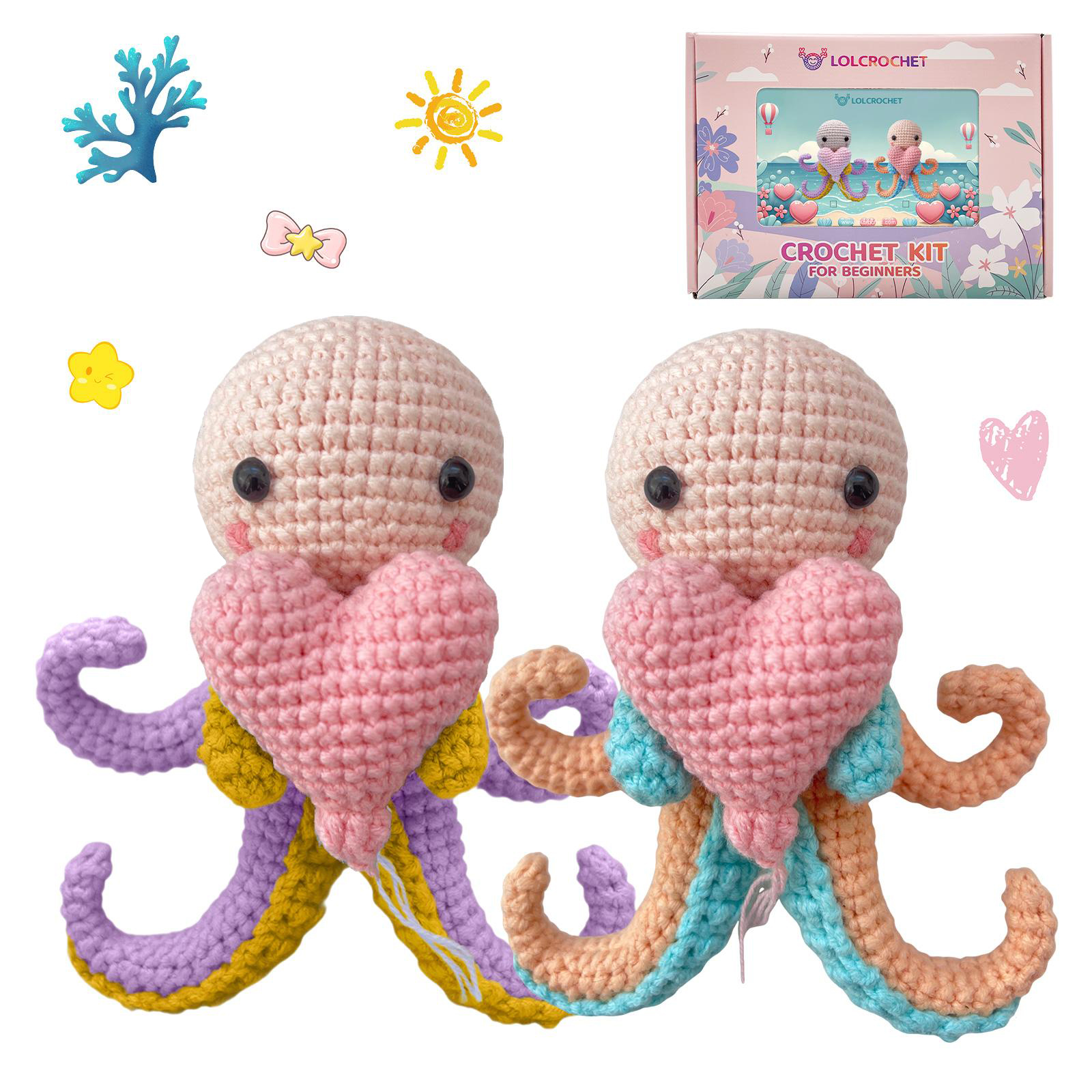 Cute Octopus and Love Ballon - Crochet Kit - LOLCrochet