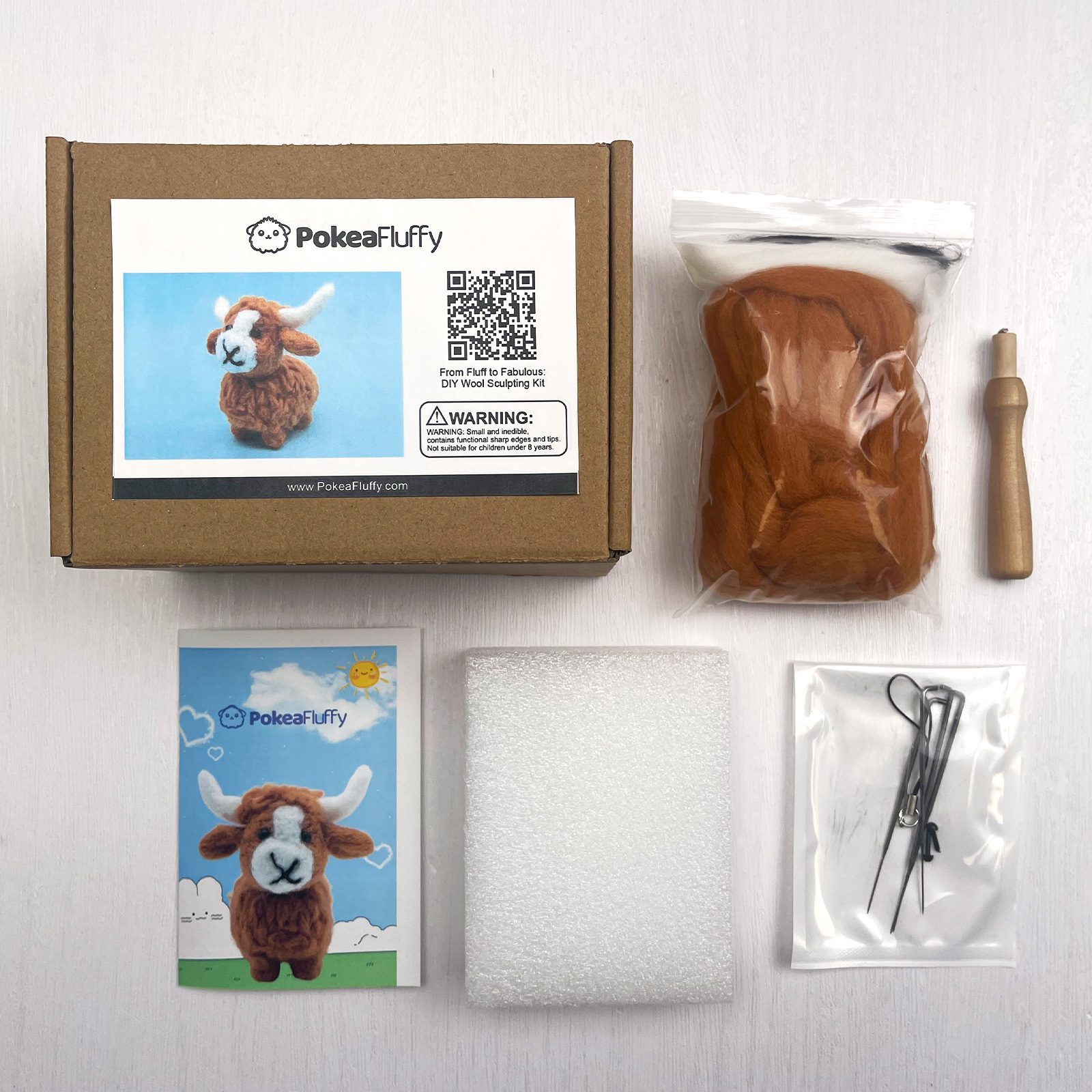 Hornie Felt Animals Needle Felting Kit - PokeaFluffy