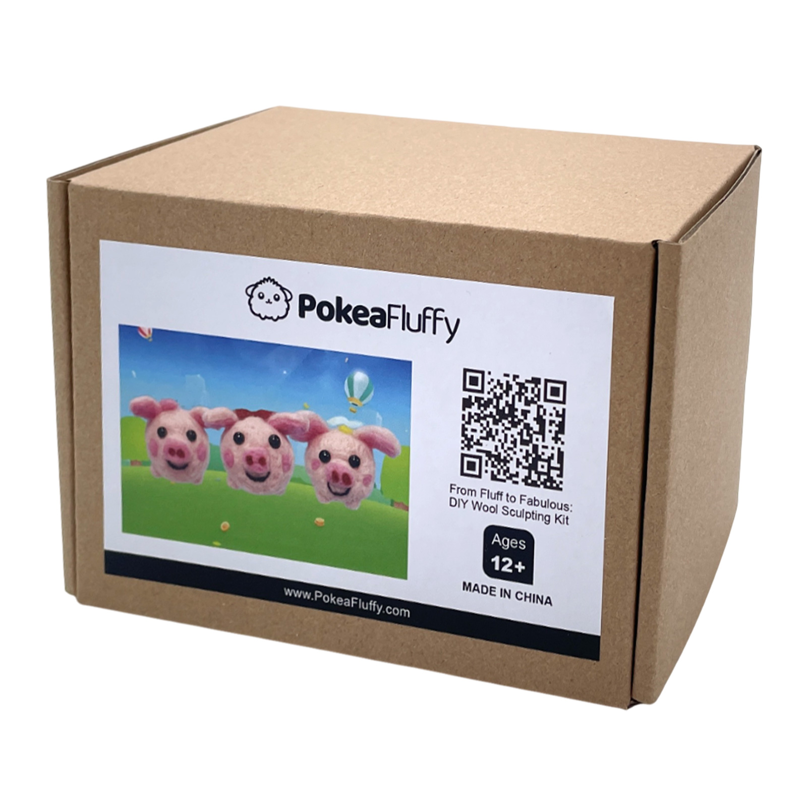 Puffball Felt Animals Needle Felting Kit - PokeaFluffy